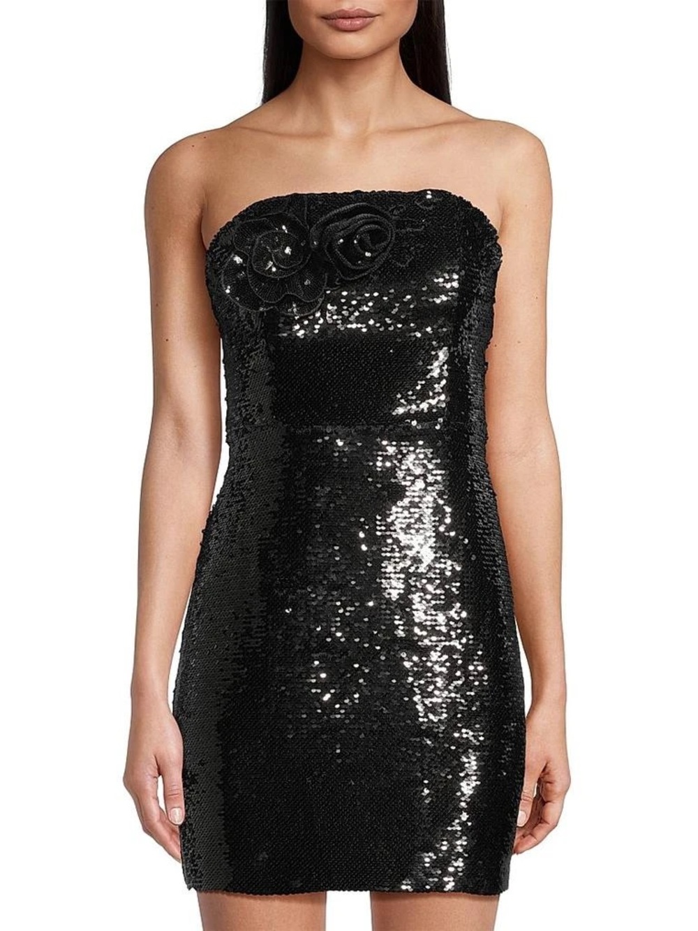 Milly Sascha Strapless Sequin Rosette Mini Dress - NWT